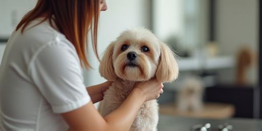 Dog grooming at salon