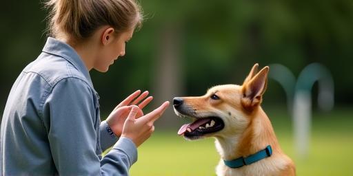 Dog training session