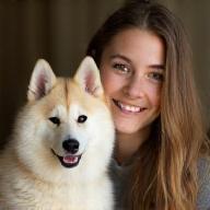 Hannah with Akita puppy